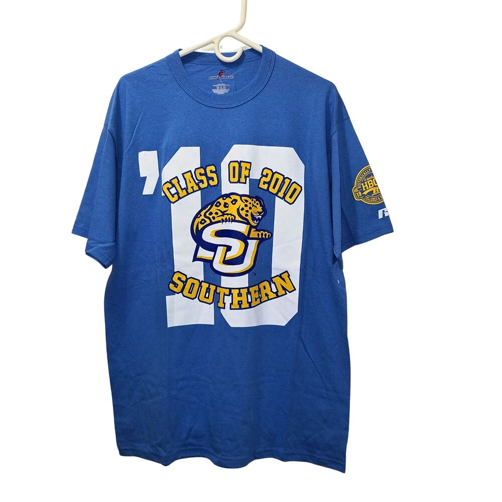 Southern University T-Shirt Men's Large SU Class of 2010 Blue Yellow *FLAW*